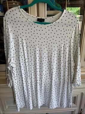 J. Jill White Long Sleeve Polka Dot Top